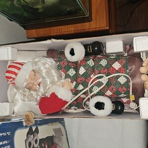 Festive Santa Claus Figure with Patchwork Quilt